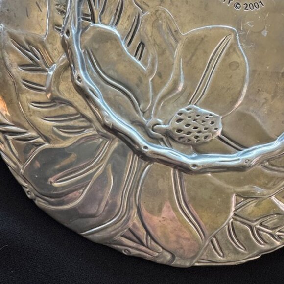 Arthur Court Vintage Aluminum Magnolia 8" Cheese Appetizer Serving Plate #06 - Picture 4 of 9